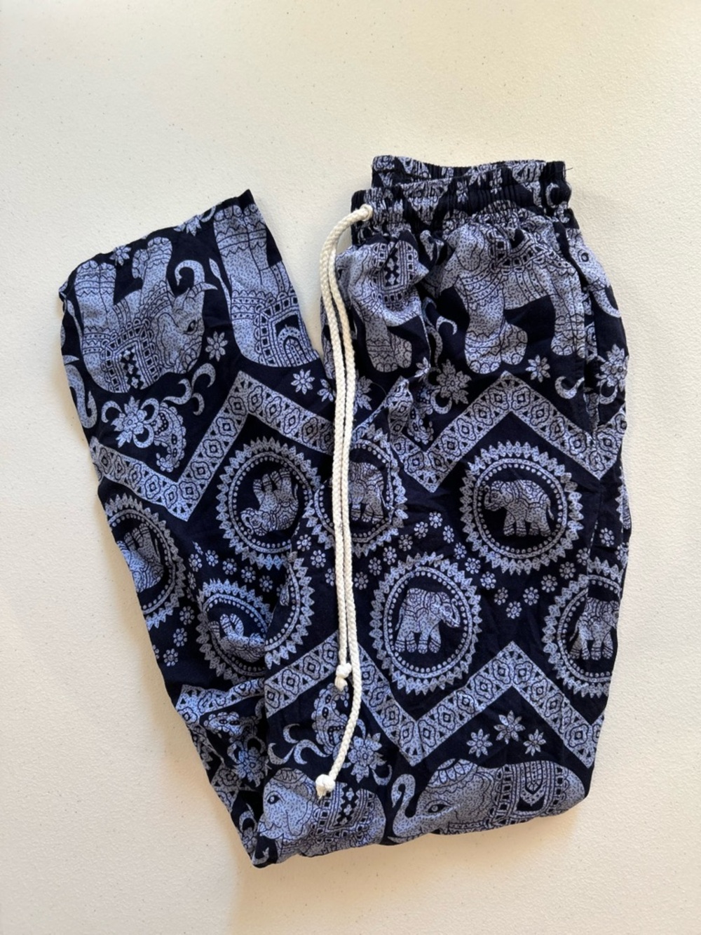 Kids Large Blue Elephant Print Pants With Pockets